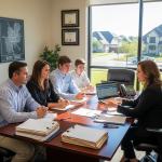 A family discussing legal documents with a lawyer in an office in Katy, Texas